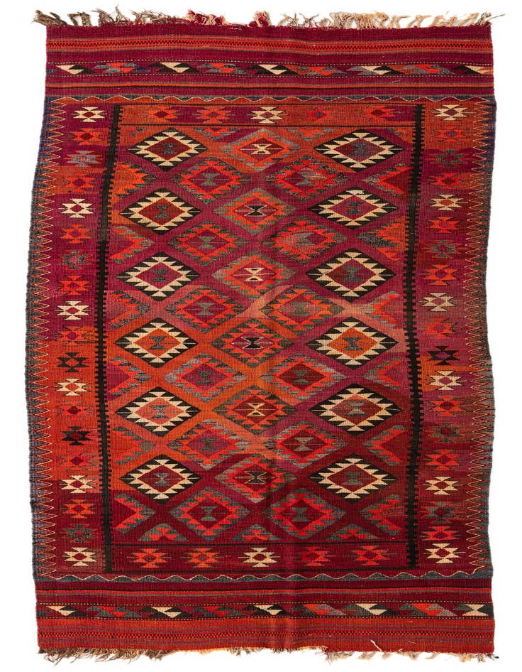 Detail image of 4' 6 x 11' 1 Hand Woven Kilim Fars Wool Runner Rug