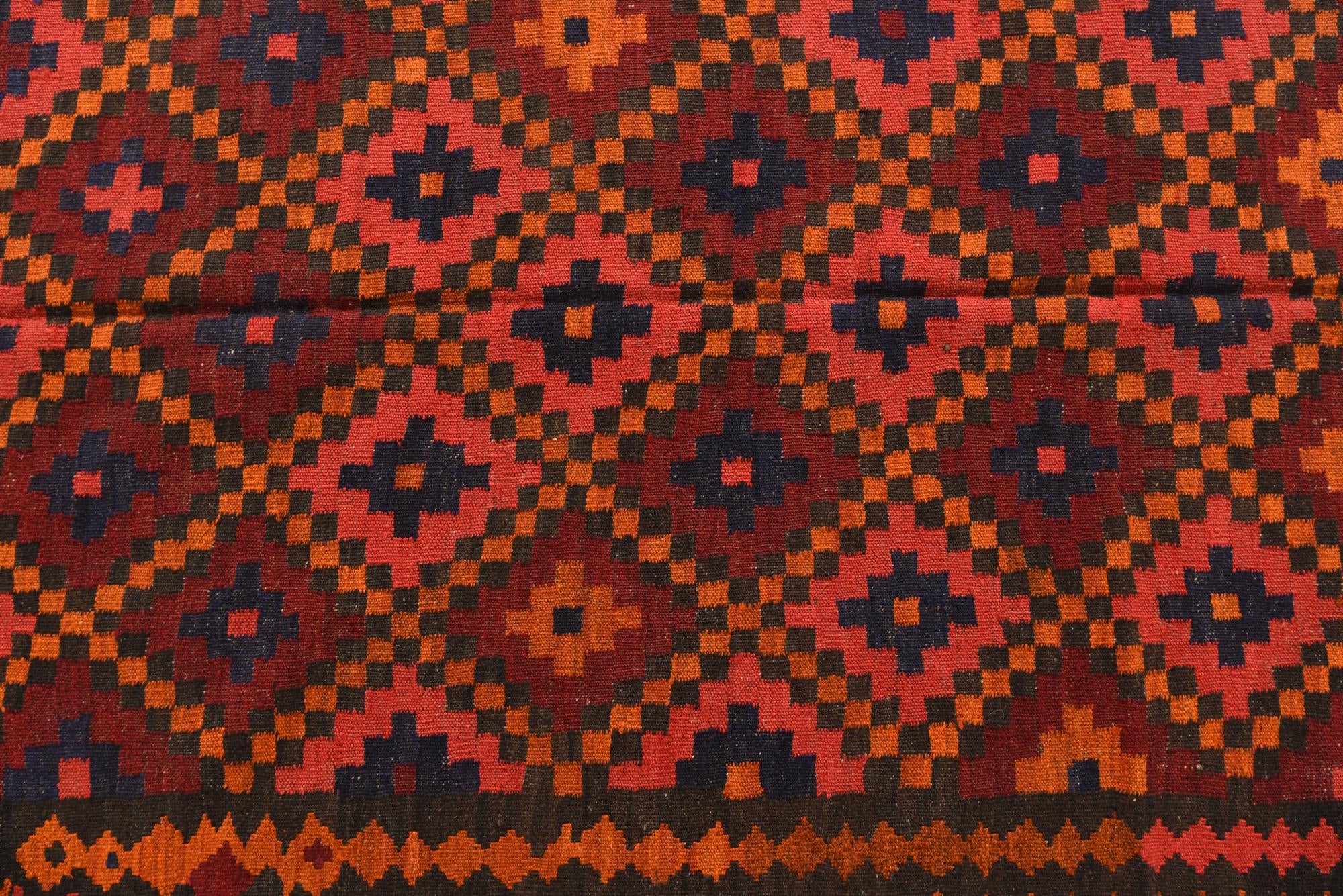 5' 6 x 9' 10 Hand Woven Kilim Fars Wool Runner Rug