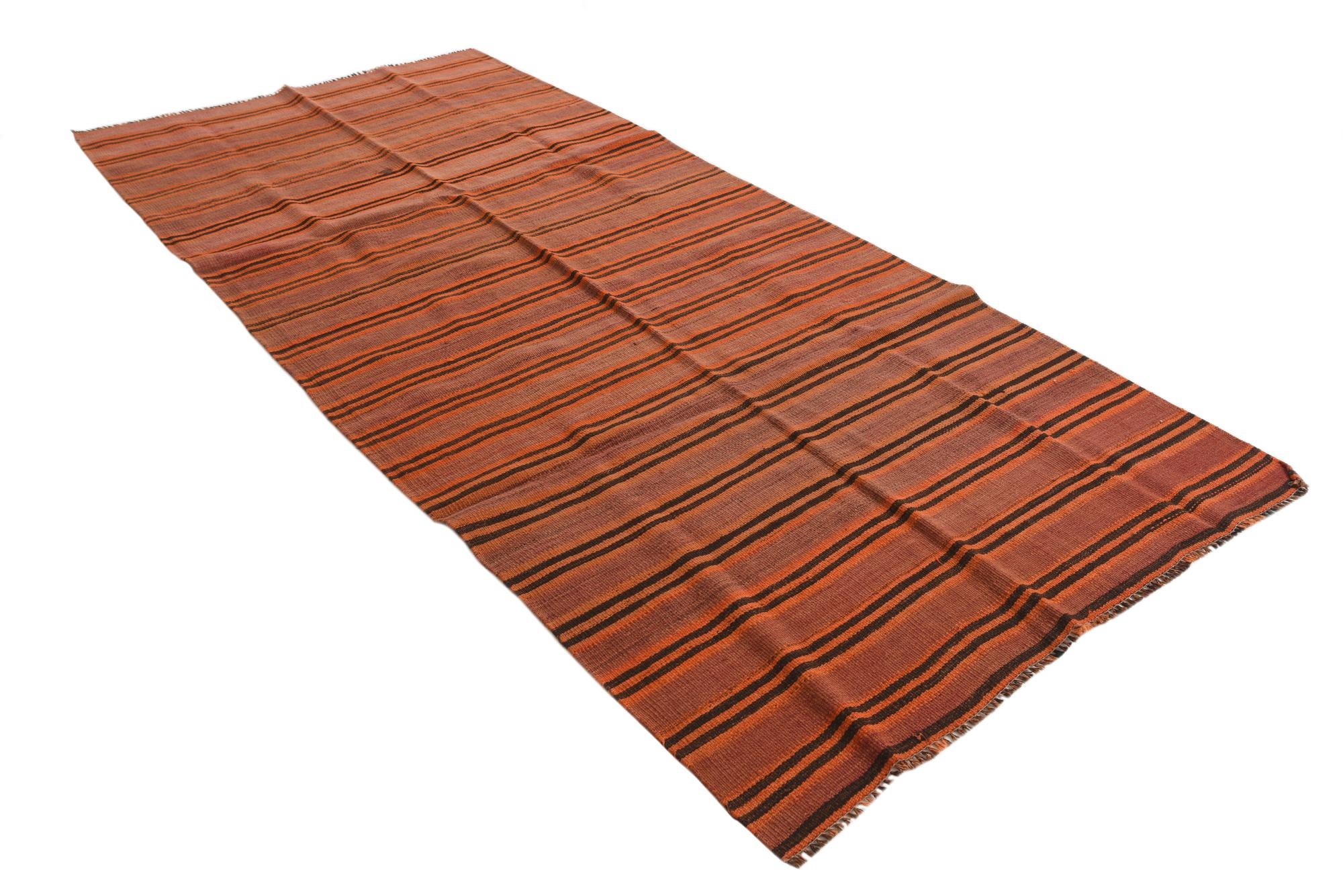 4' 7 x 10' Hand Woven Kilim Fars Wool Runner Rug