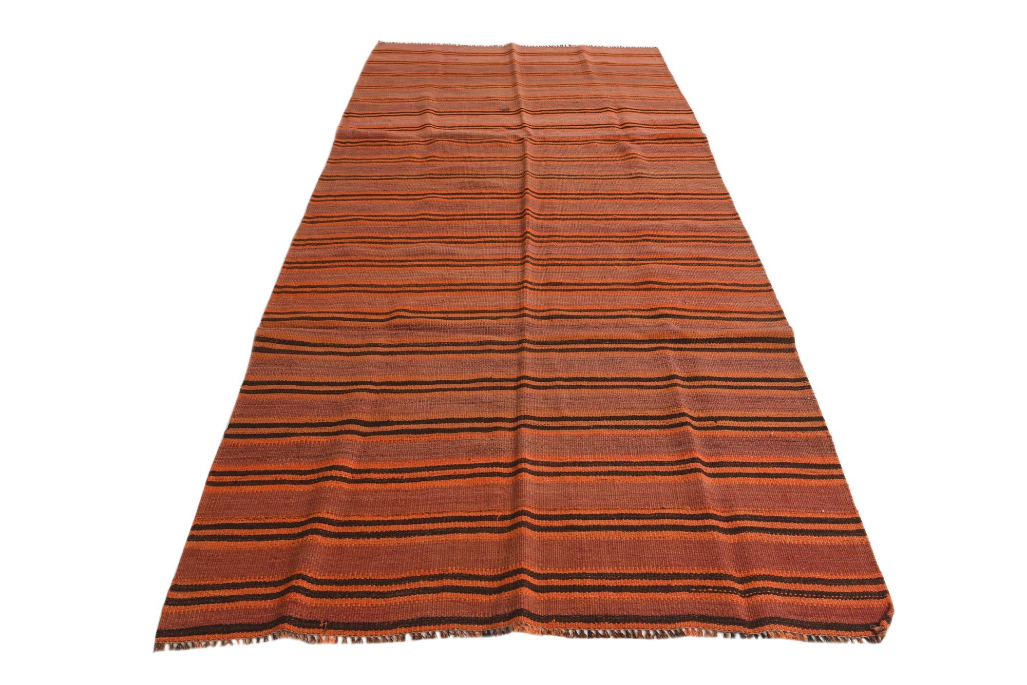4' 7 x 10' Hand Woven Kilim Fars Wool Runner Rug