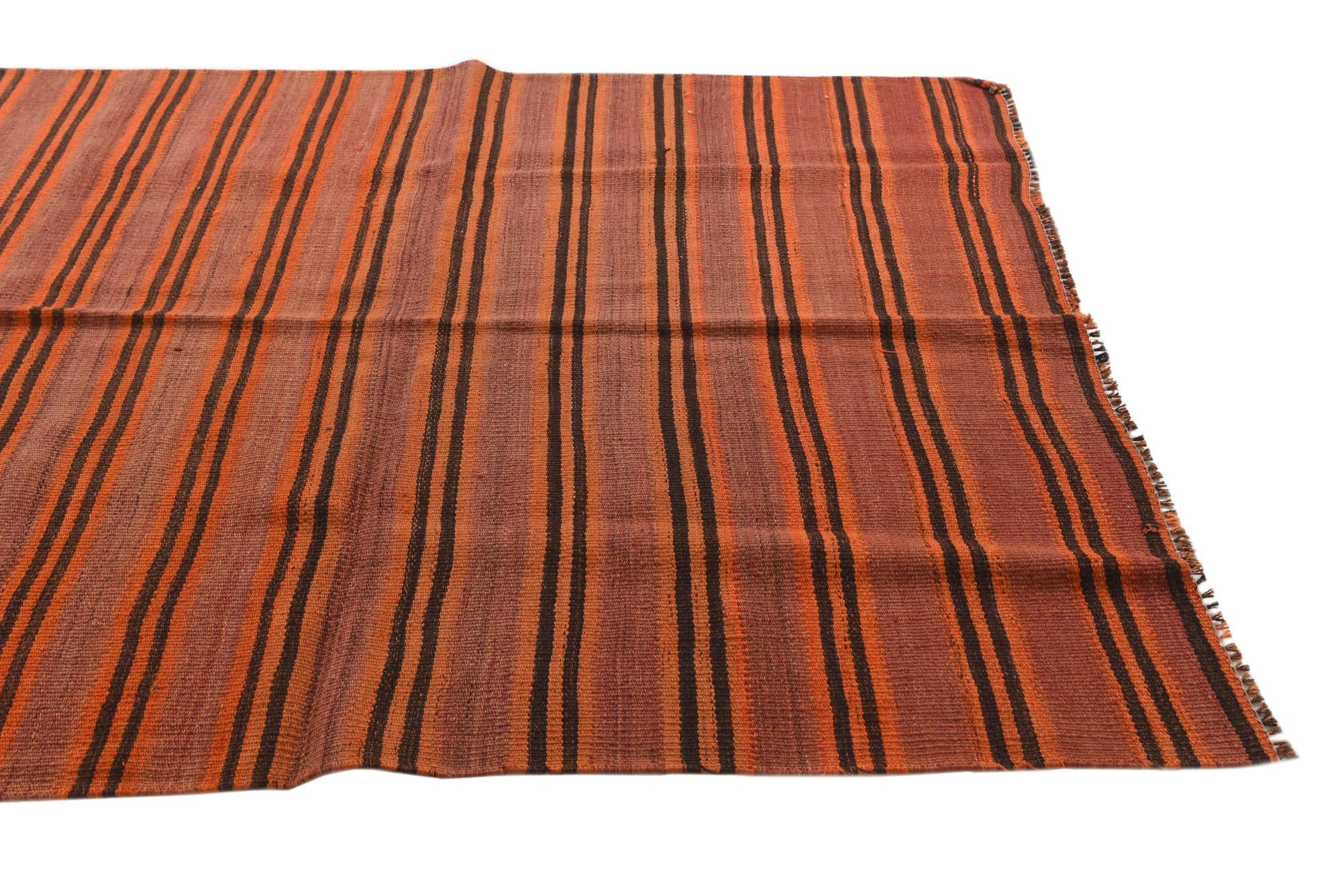 4' 7 x 10' Hand Woven Kilim Fars Wool Runner Rug