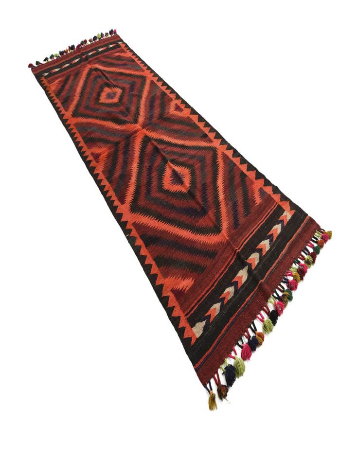 Detail image of 4' x 10'  Hand Woven Kilim Fars Wool Runner Rug