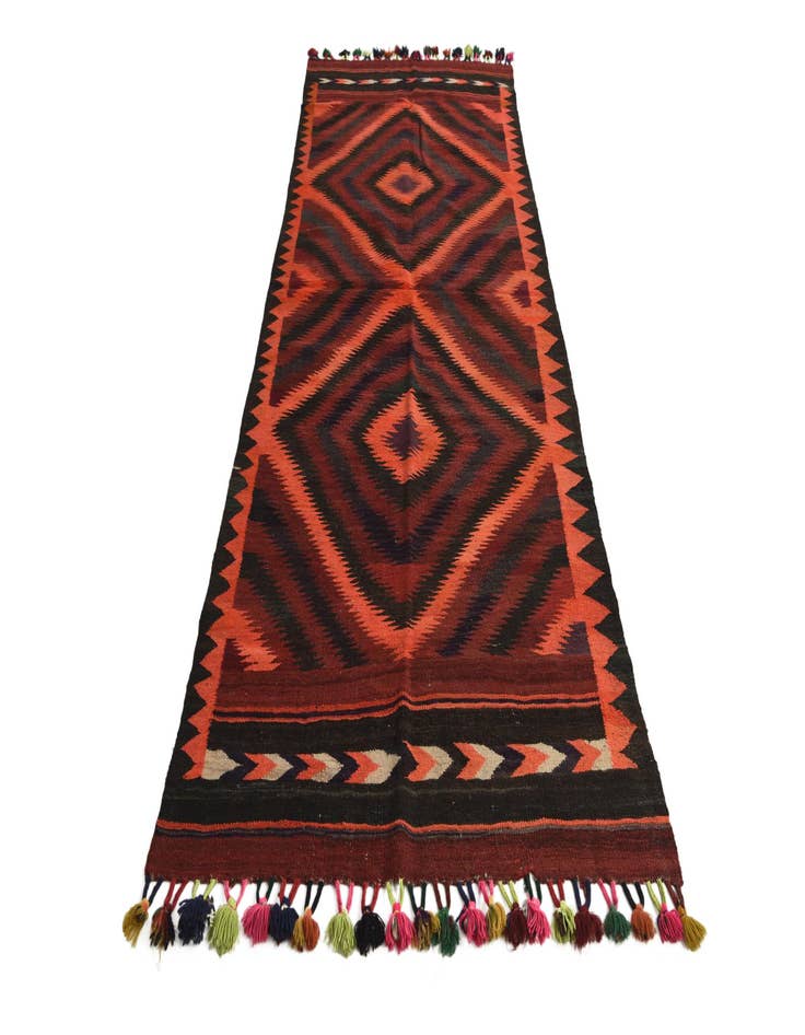 Detail image of 4' x 10'  Hand Woven Kilim Fars Wool Runner Rug