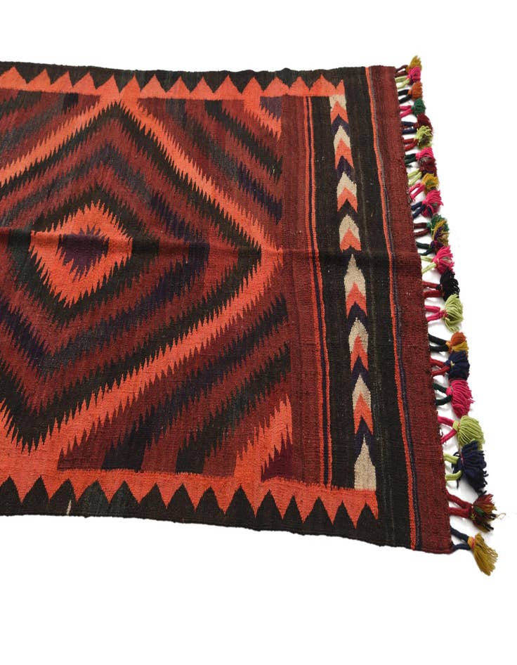 Detail image of 4' x 10'  Hand Woven Kilim Fars Wool Runner Rug