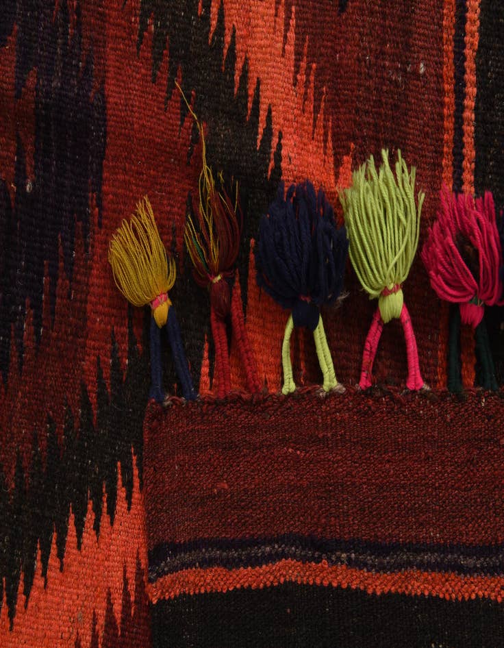 Detail image of 4' x 10'  Hand Woven Kilim Fars Wool Runner Rug