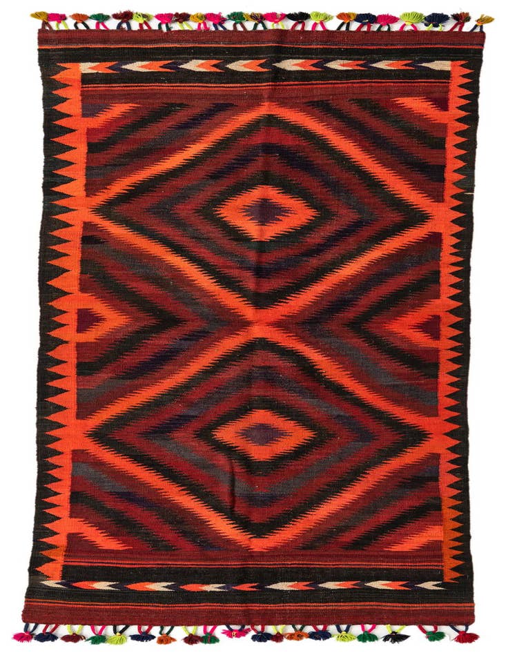 Detail image of 4' x 10' Hand Woven Kilim Fars Wool Runner Rug