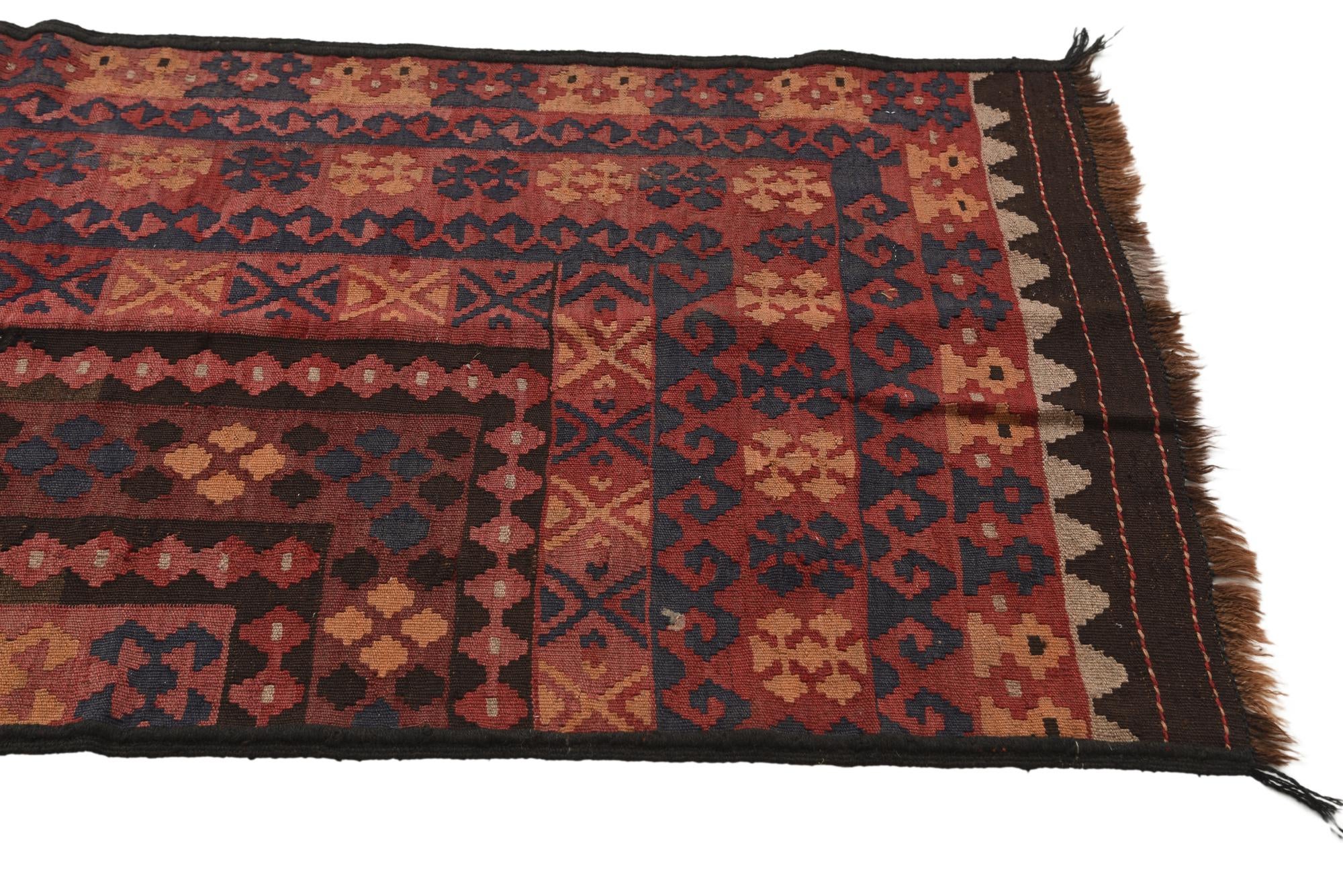 2' 10 x 14' 6 Hand Woven Kilim Fars Wool Runner Rug