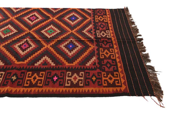 4' 3 x 14' Hand Woven Kilim Fars Wool Runner Rug