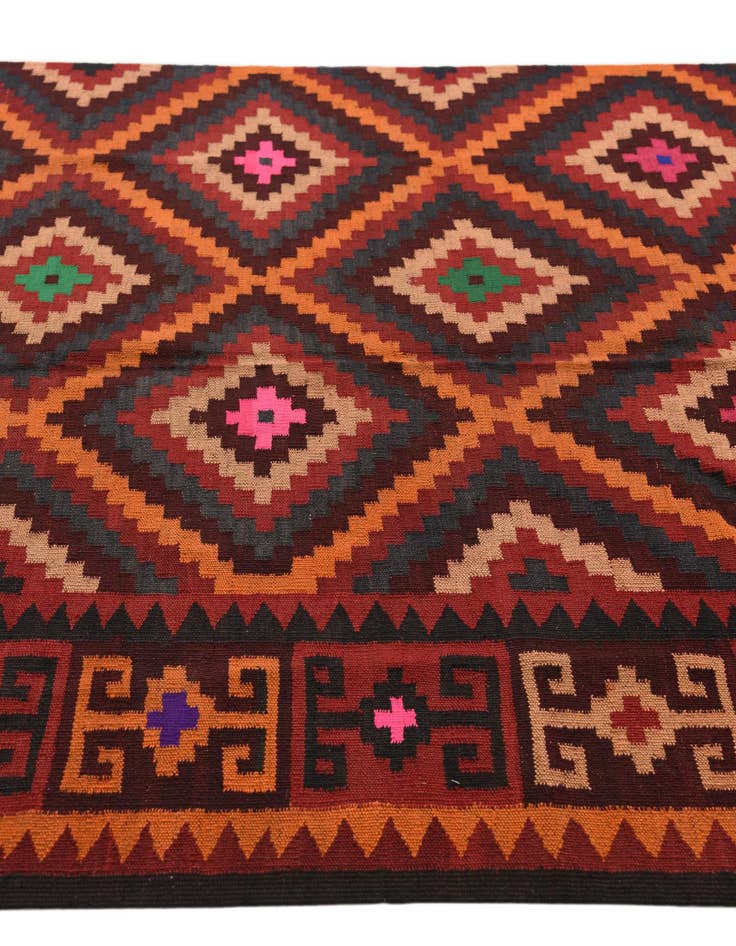 Detail image of 4' 3 x 14'  Hand Woven Kilim Fars Wool Runner Rug