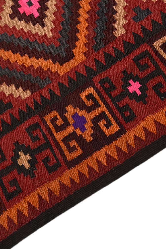 4' 3 x 14' Hand Woven Kilim Fars Wool Runner Rug