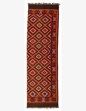4' 3 x 14' Hand Woven Kilim Fars Wool Runner Rug