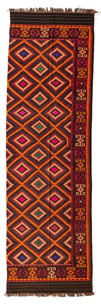 4' 3 x 14' Hand Woven Kilim Fars Wool Runner Rug