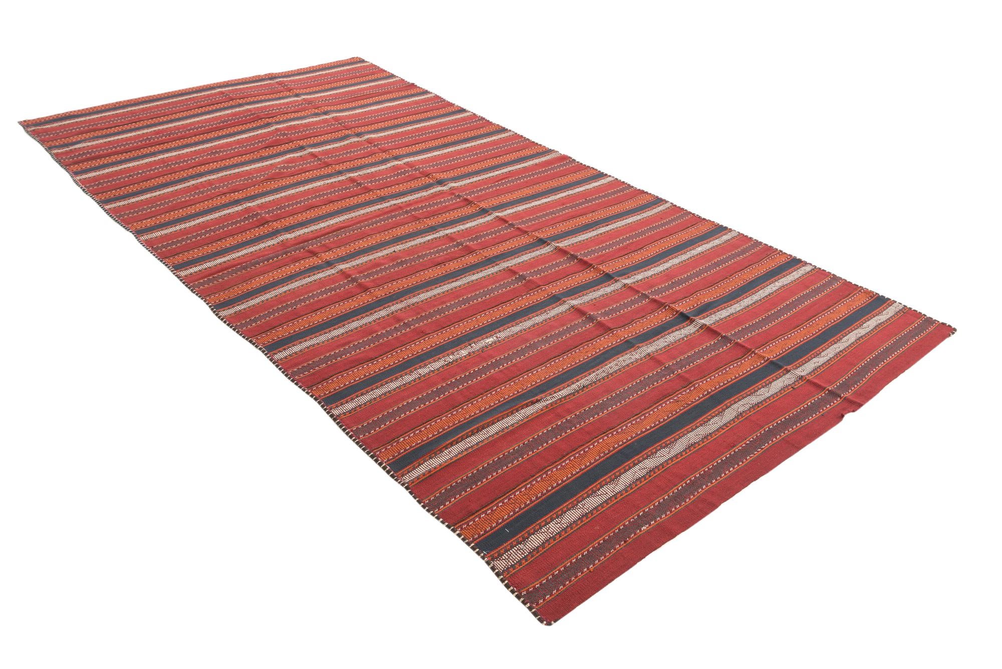 5' 9 x 11' 8 Hand Knotted Kilim Fars Persian Wool Runner Rug