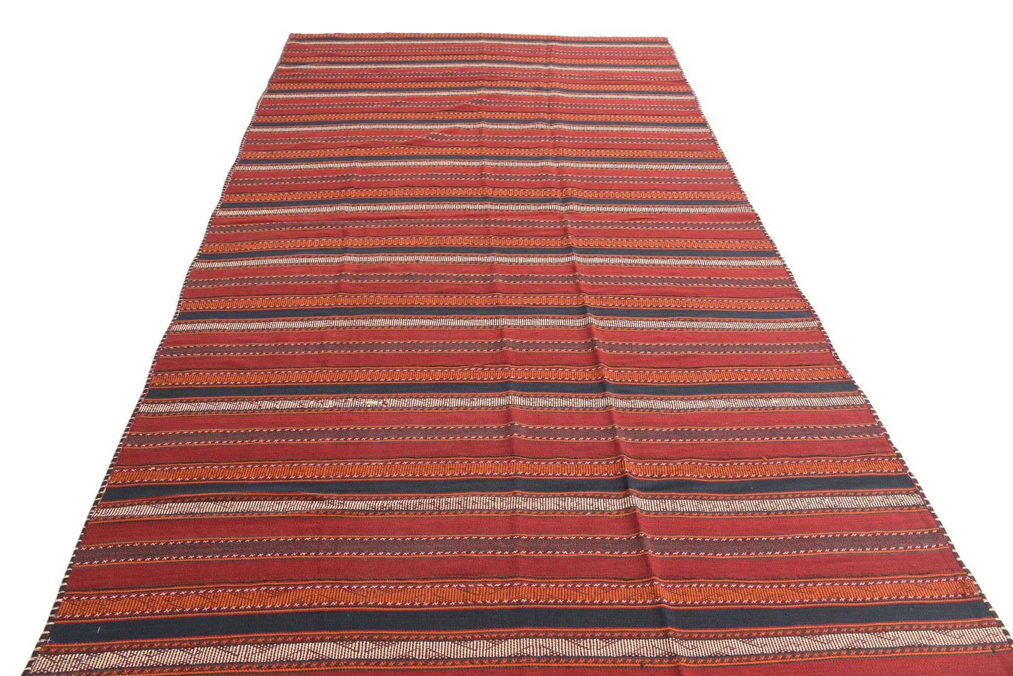 5' 9 x 11' 8 Hand Knotted Kilim Fars Persian Wool Runner Rug