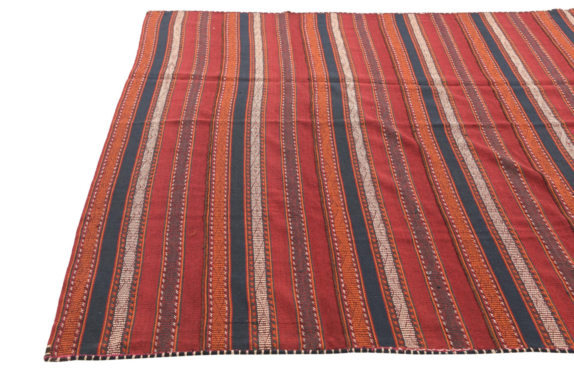 5' 9 x 11' 8 Hand Knotted Kilim Fars Persian Wool Runner Rug