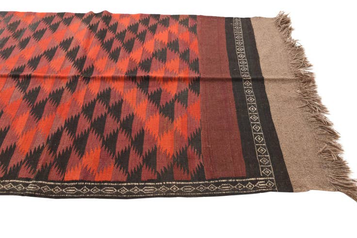 Detail image of 4' 2 x 14' 8 Hand Woven Kilim Fars Wool Runner Rug