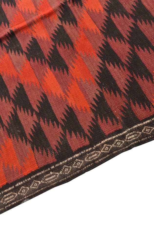 Detail image of 4' 2 x 14' 8 Hand Woven Kilim Fars Wool Runner Rug