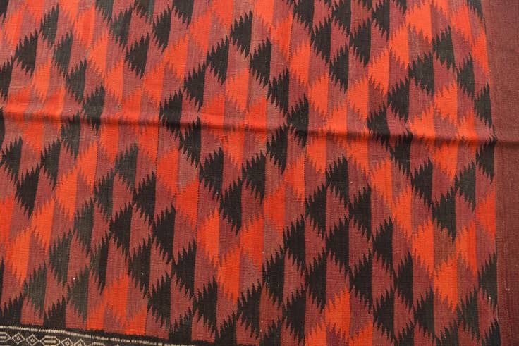 Detail image of 4' 2 x 14' 8 Hand Woven Kilim Fars Wool Runner Rug