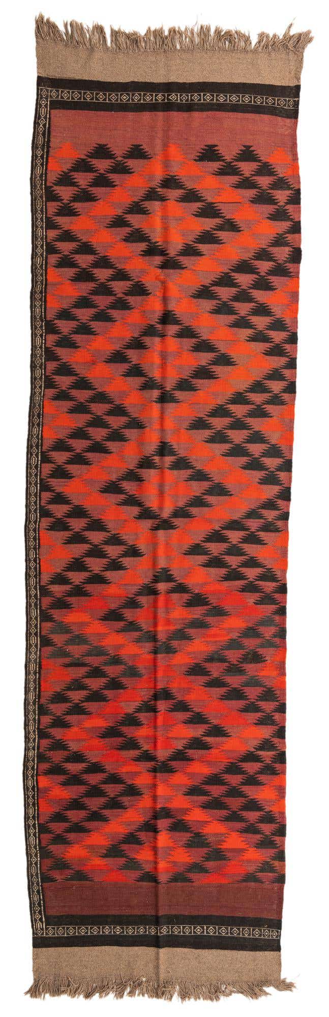 4' 2 x 14' 8 Hand Woven Kilim Fars Wool Runner Rug