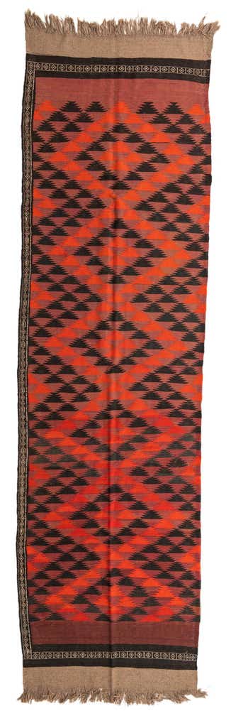 4' 2 x 14' 8 Hand Woven Kilim Fars Wool Runner Rug