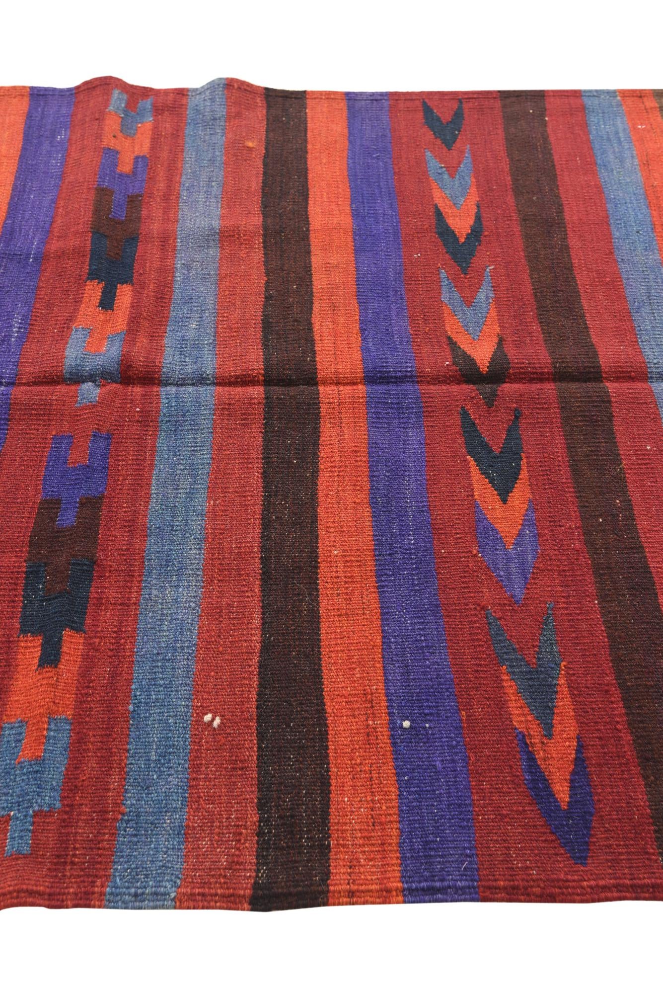 4' 2 x 10' 3 Hand Woven Kilim Fars Wool Runner Rug