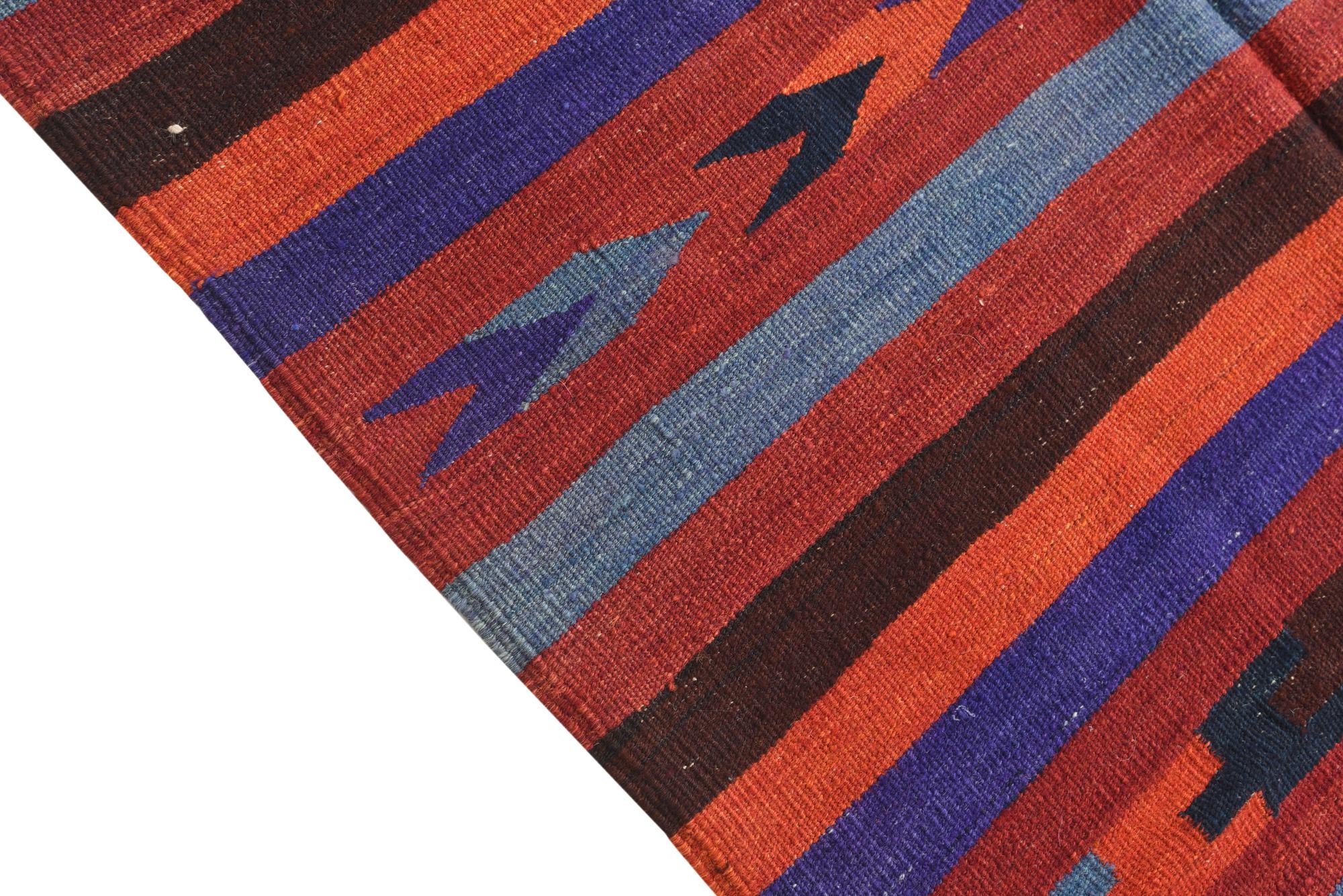 4' 2 x 10' 3 Hand Woven Kilim Fars Wool Runner Rug