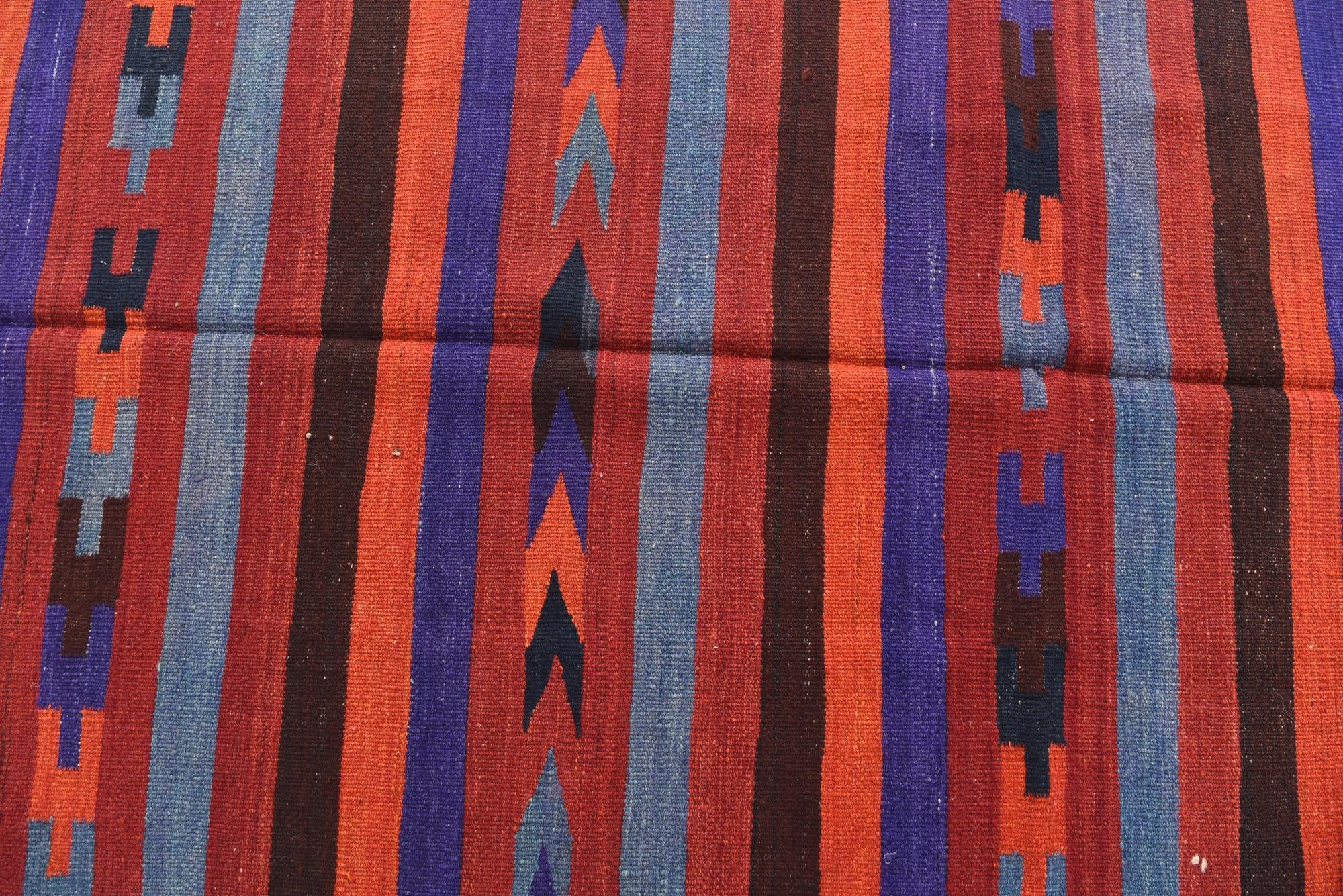 4' 2 x 10' 3 Hand Woven Kilim Fars Wool Runner Rug