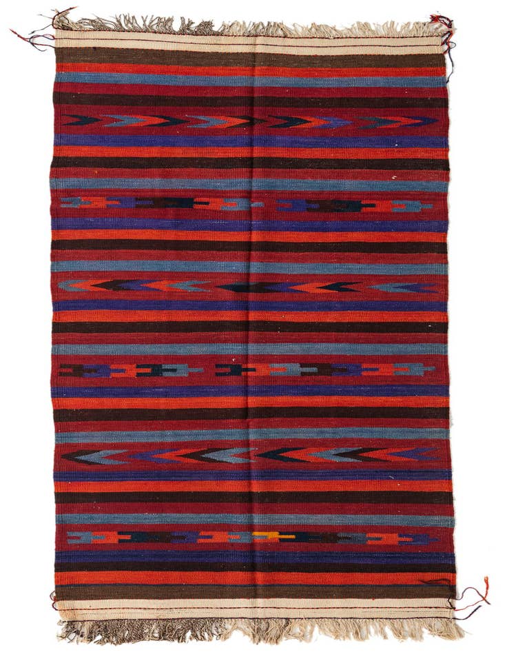 Detail image of 4' 2 x 10' 3 Hand Woven Kilim Fars Wool Runner Rug