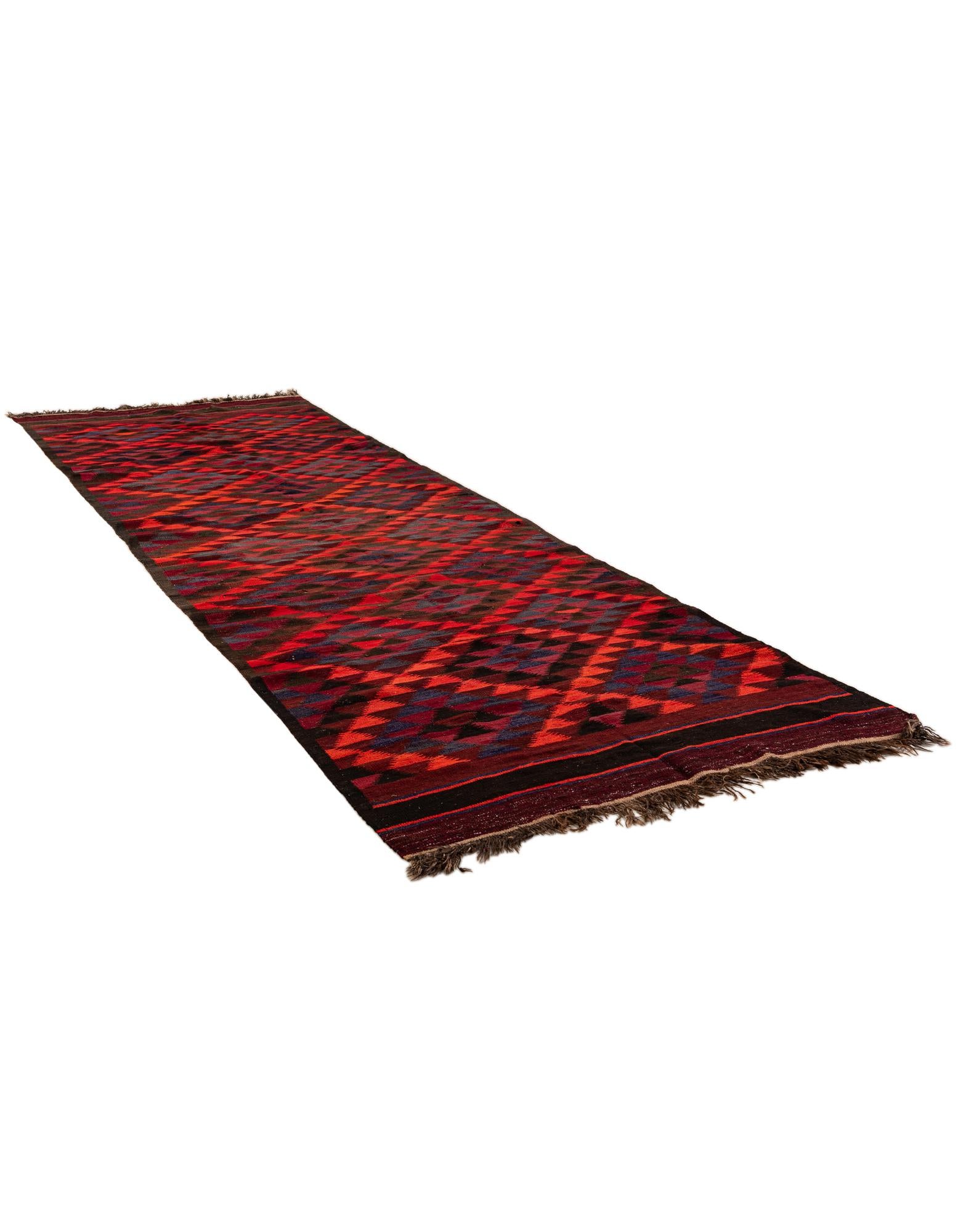 4' 5 x 14' 9 Hand Woven Kilim Fars Wool Runner Rug