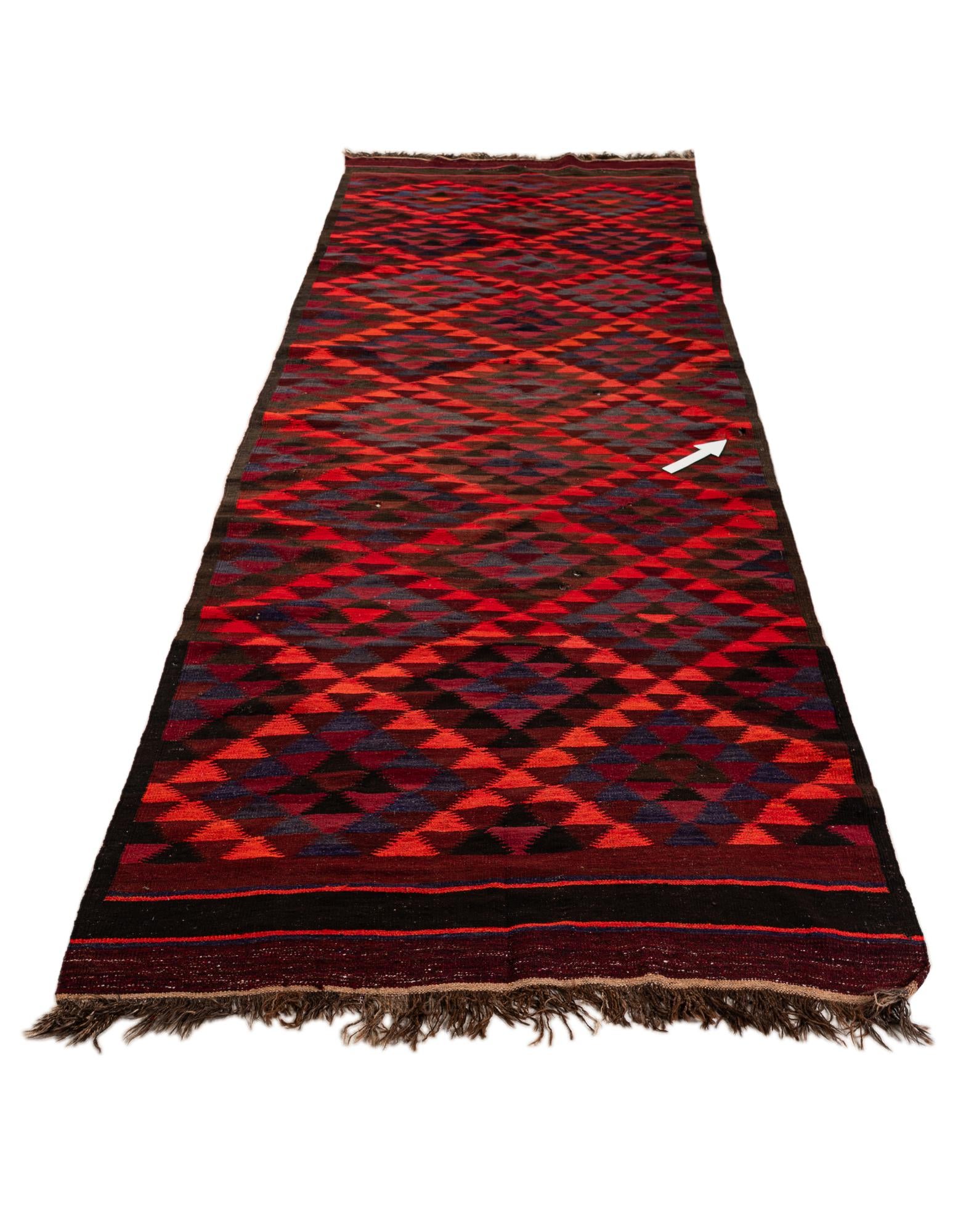 4' 5 x 14' 9 Hand Woven Kilim Fars Wool Runner Rug