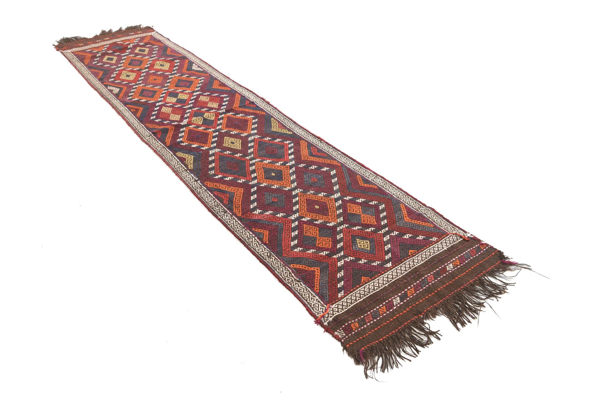2' 4 x 10' 1 Hand Woven Kilim Fars Wool Runner Rug