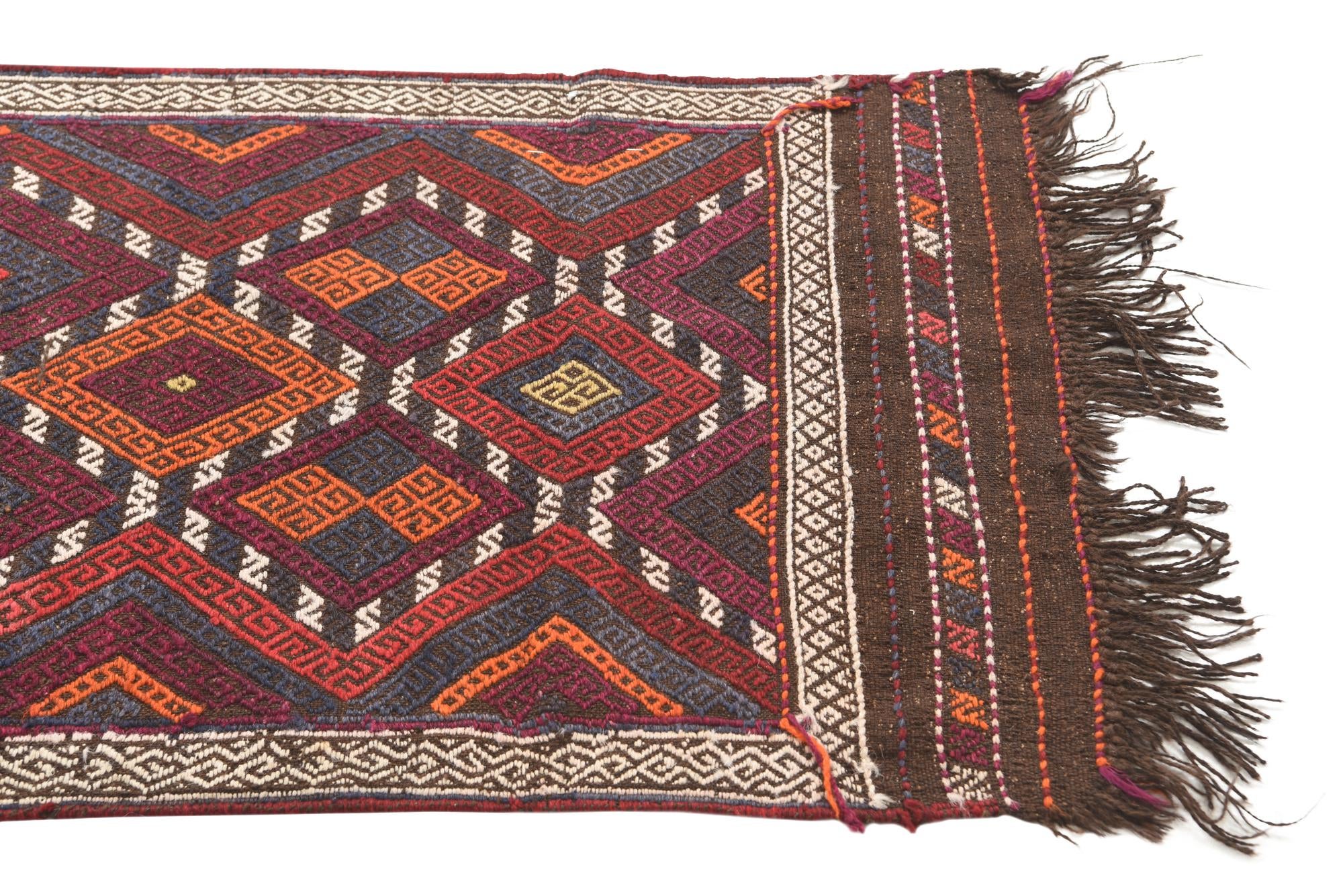 2' 4 x 10' 1 Hand Woven Kilim Fars Wool Runner Rug