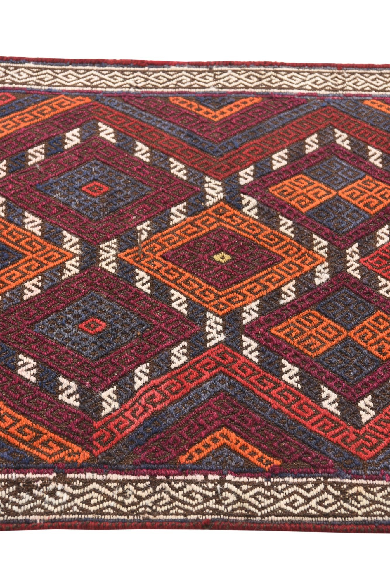 2' 4 x 10' 1 Hand Woven Kilim Fars Wool Runner Rug