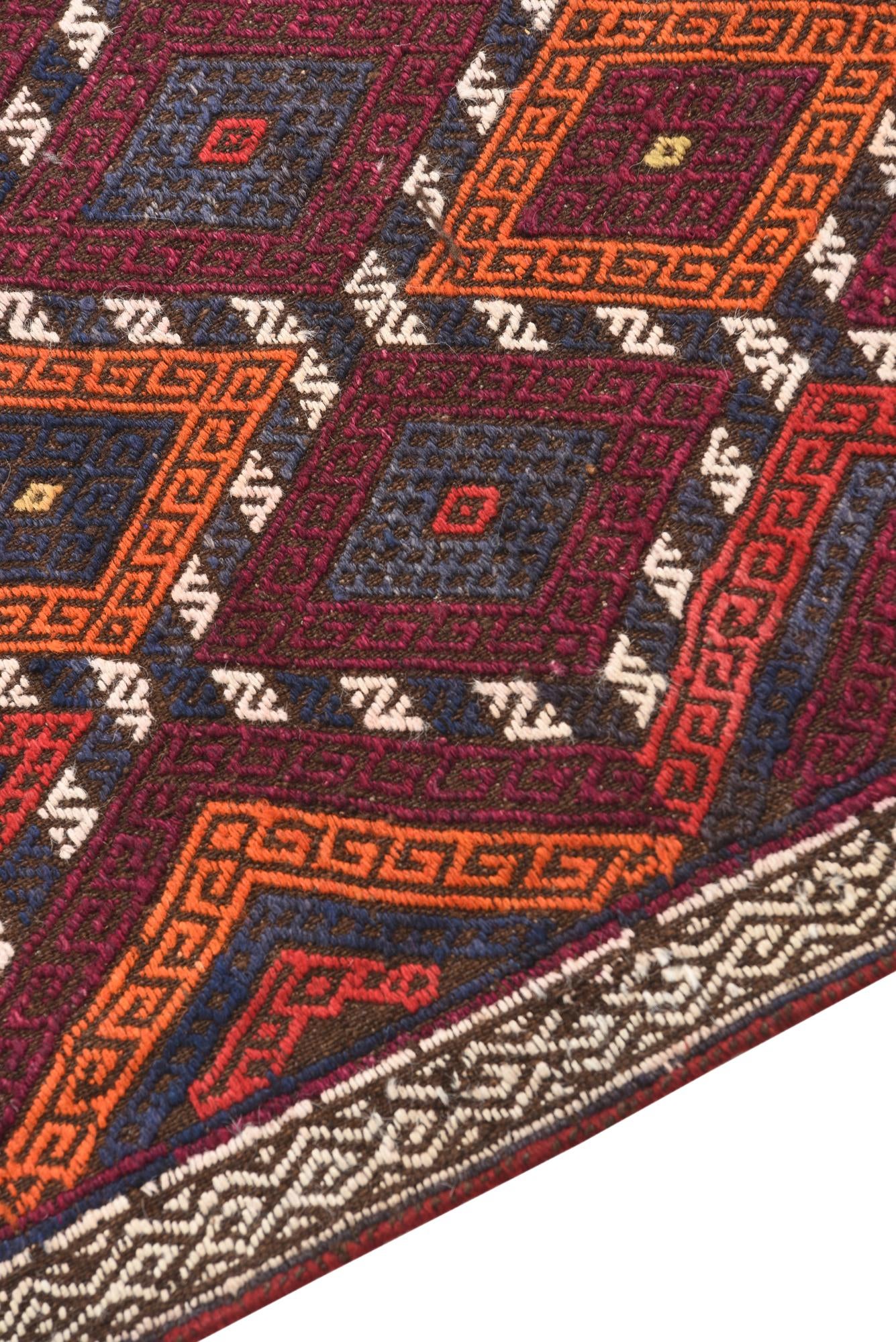 2' 4 x 10' 1 Hand Woven Kilim Fars Wool Runner Rug