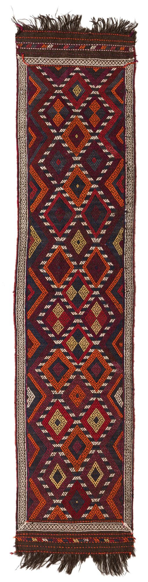 2' 4 x 10' 1 Hand Woven Kilim Fars Wool Runner Rug