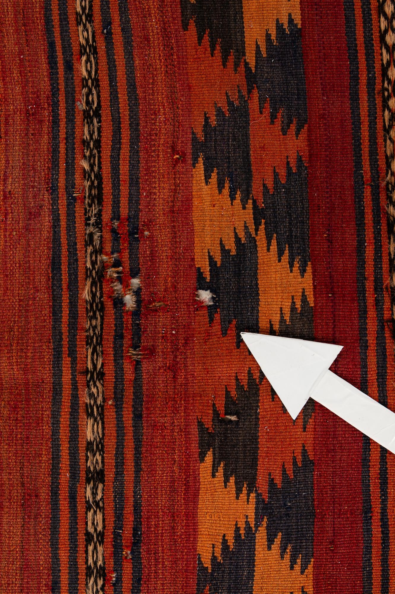 4' 4 x 11' 1 Hand Woven Kilim Fars Wool Runner Rug