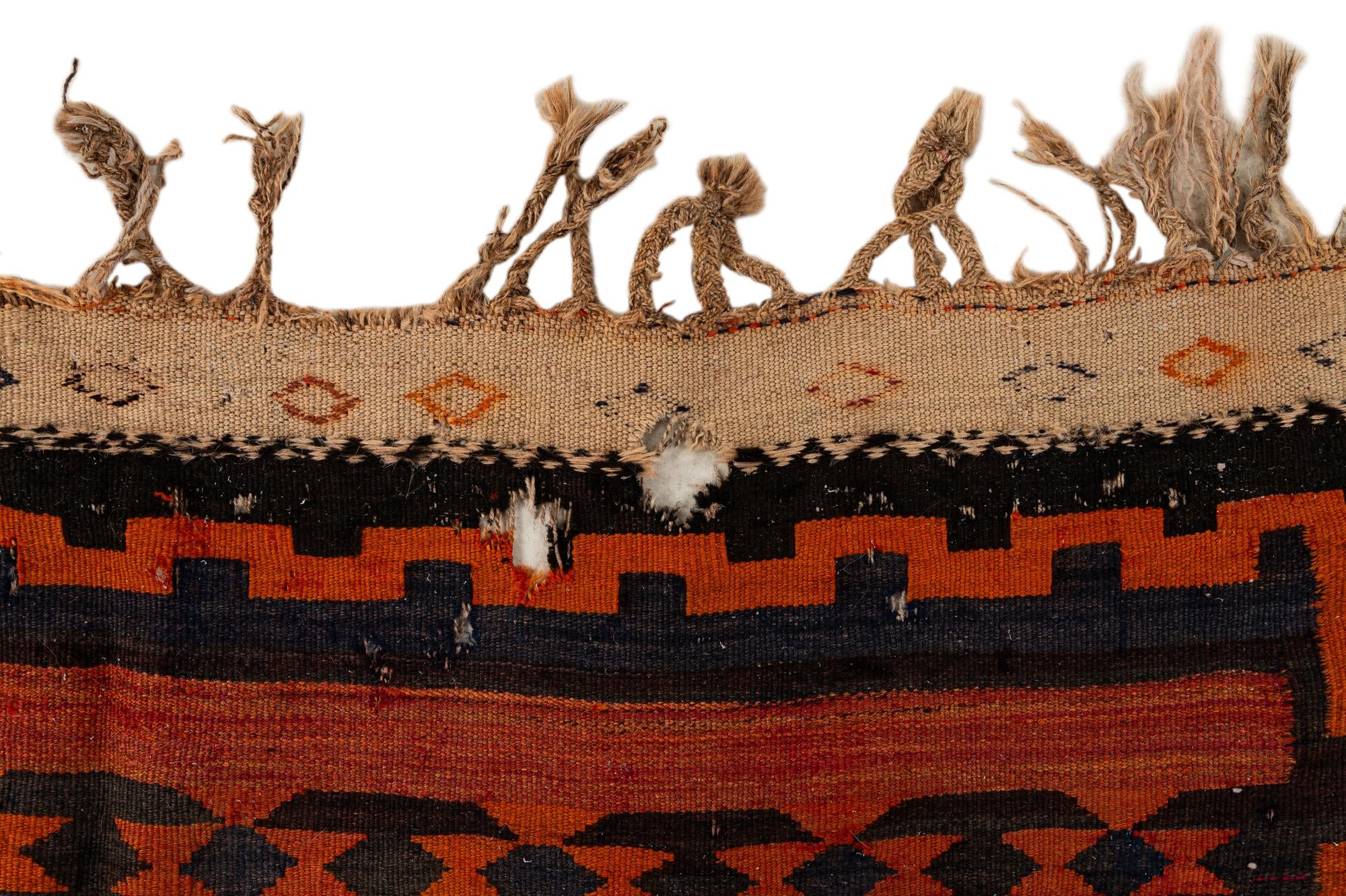 4' 4 x 11' 1 Hand Woven Kilim Fars Wool Runner Rug