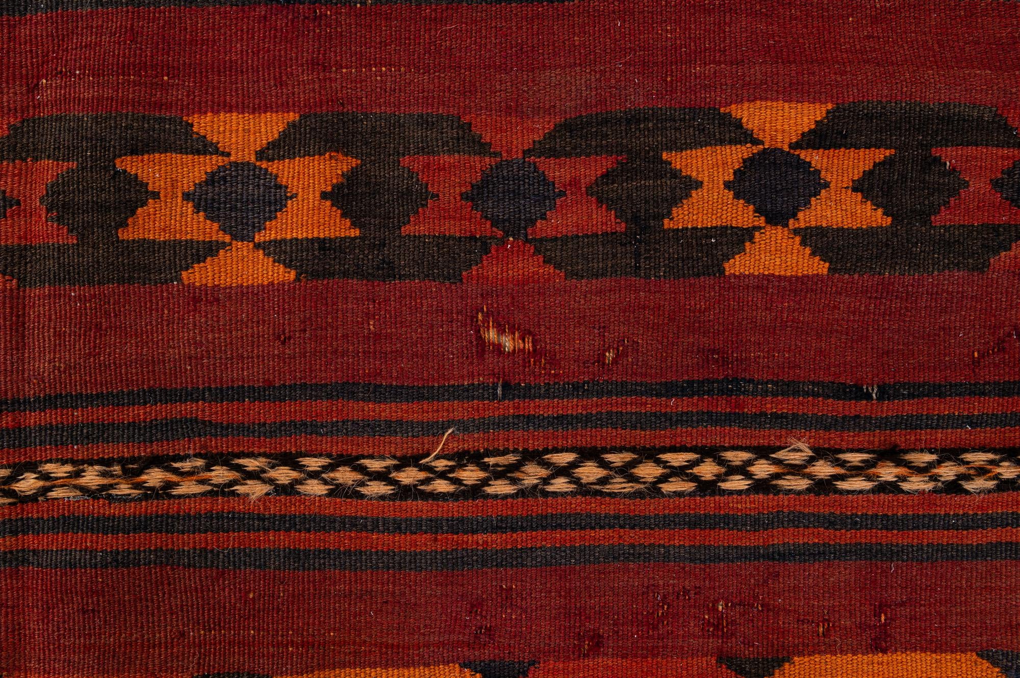 4' 4 x 11' 1 Hand Woven Kilim Fars Wool Runner Rug