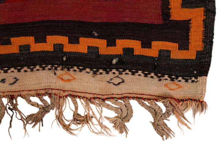 4' 4 x 11' 1 Hand Woven Kilim Fars Wool Runner Rug