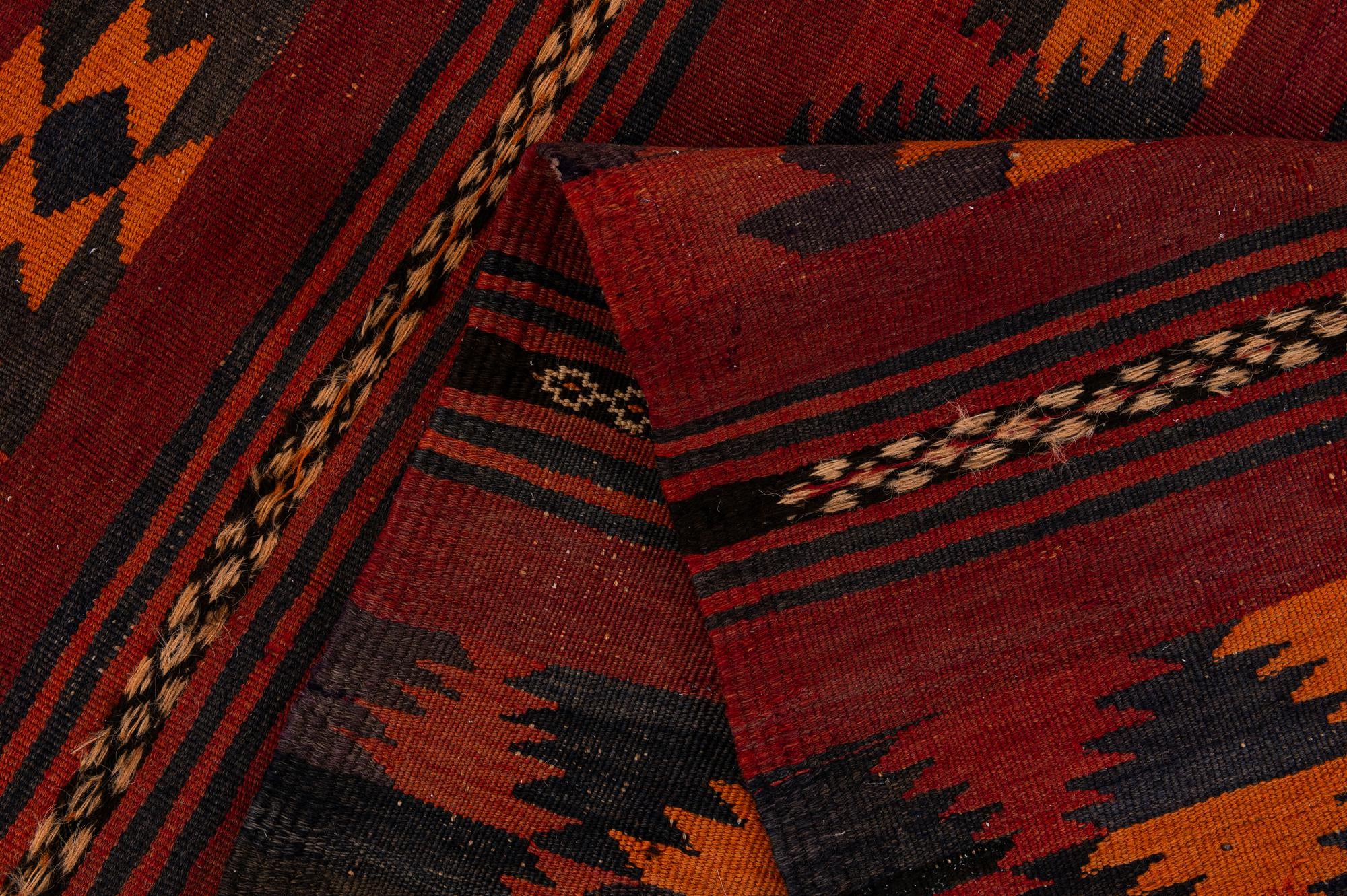 4' 4 x 11' 1 Hand Woven Kilim Fars Wool Runner Rug