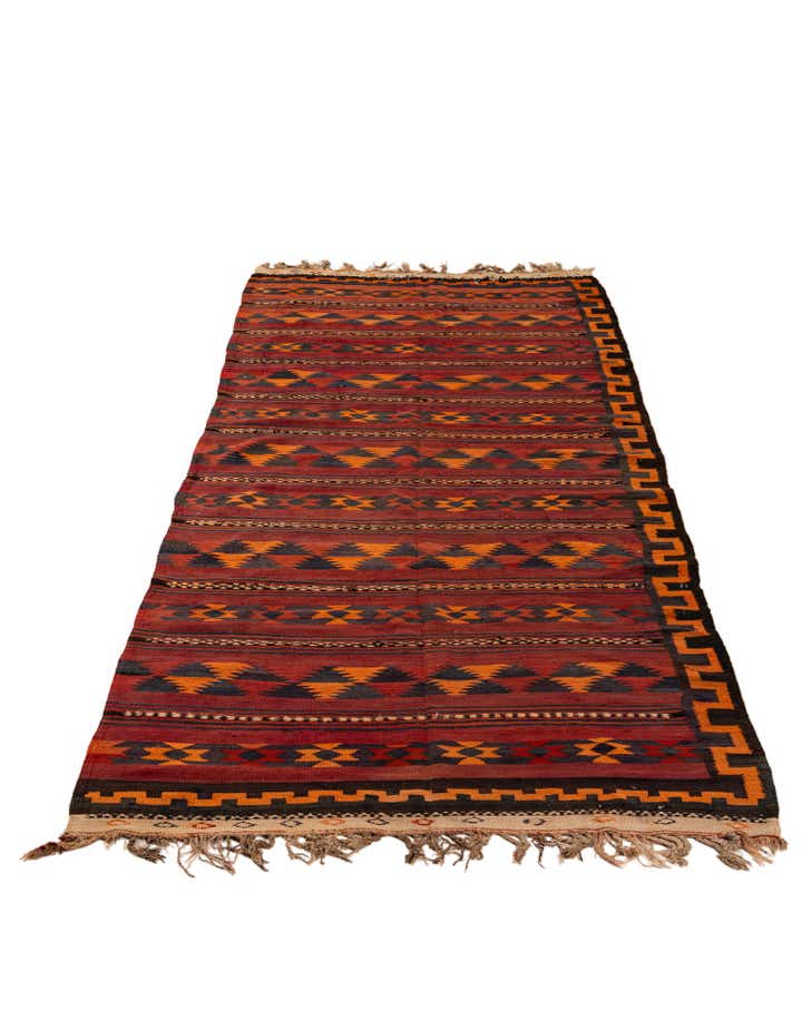 4' 4 x 11' 1 Hand Woven Kilim Fars Wool Runner Rug