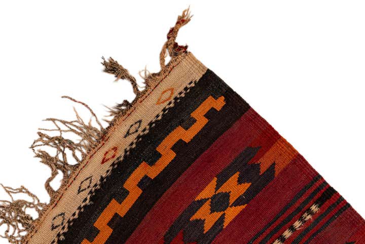 4' 4 x 11' 1 Hand Woven Kilim Fars Wool Runner Rug