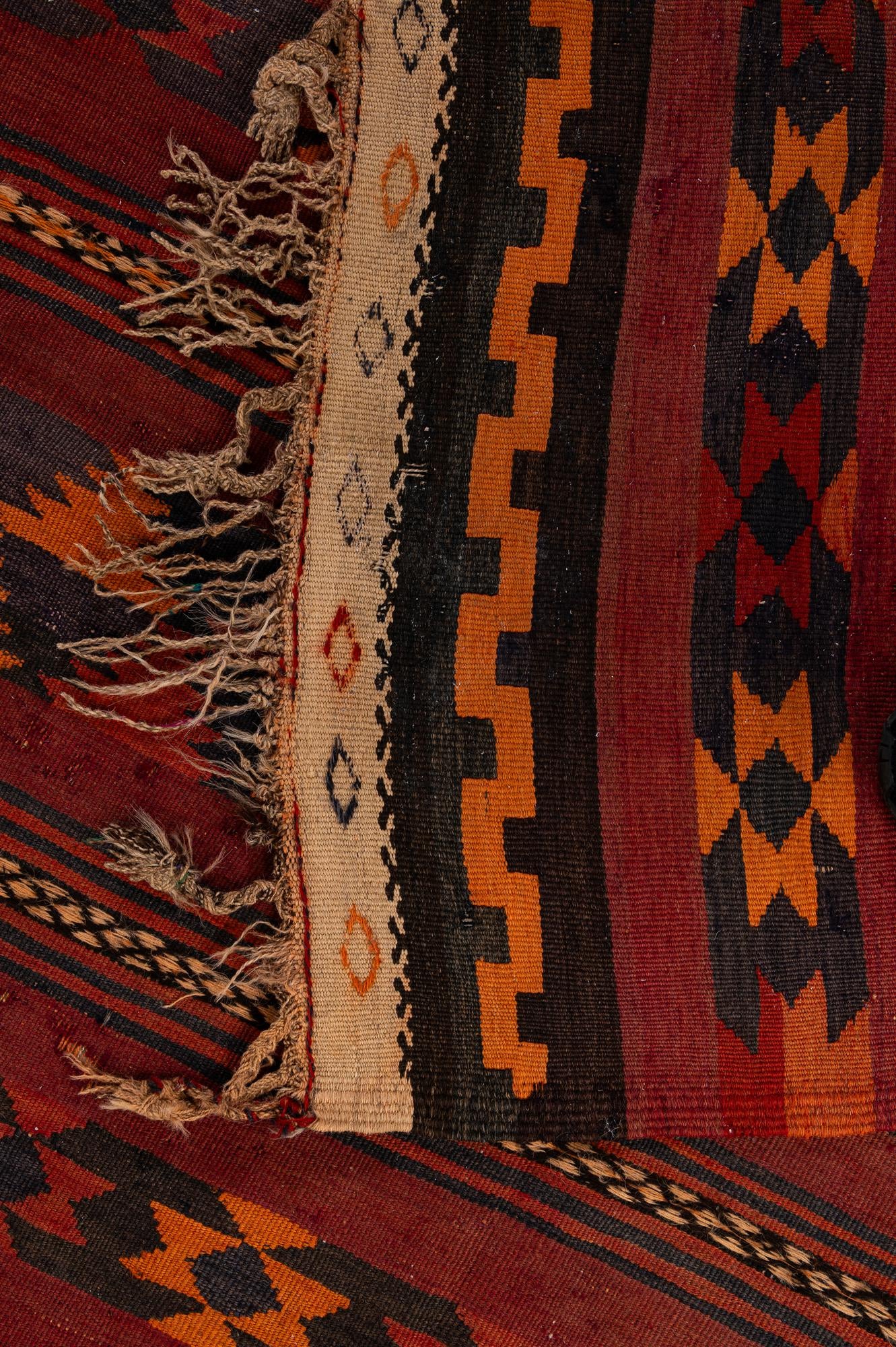 4' 4 x 11' 1 Hand Woven Kilim Fars Wool Runner Rug