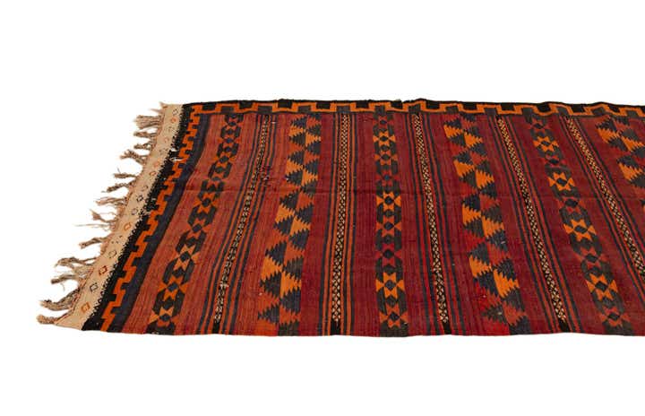 4' 4 x 11' 1 Hand Woven Kilim Fars Wool Runner Rug