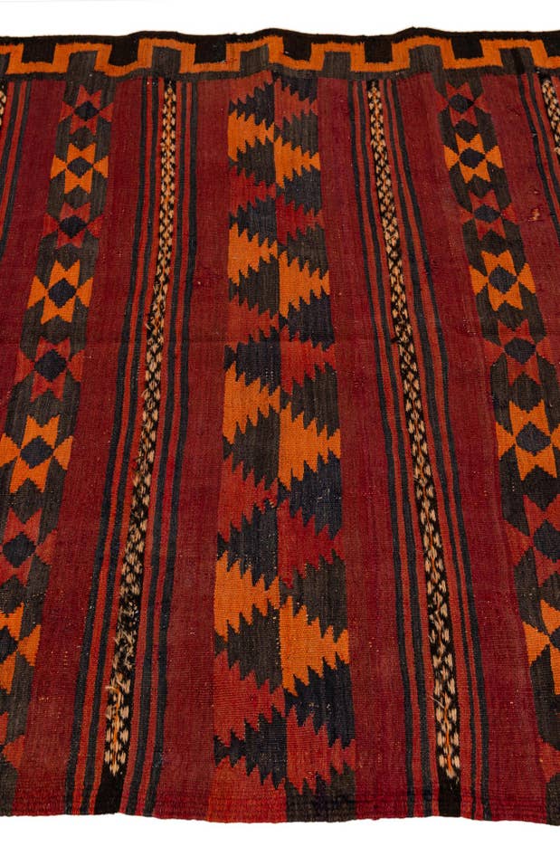 Detail image of 4' 4 x 11' 1 Hand Woven Kilim Fars Wool Runner Rug