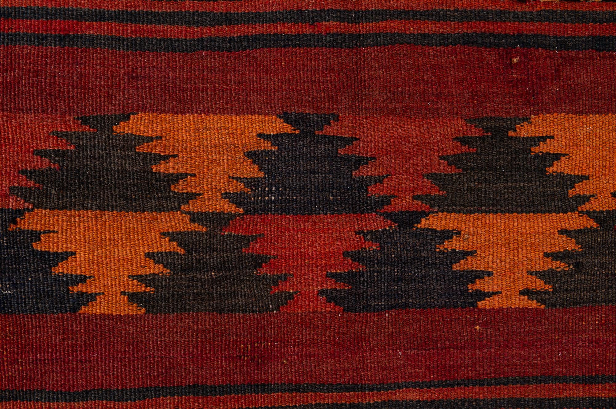 4' 4 x 11' 1 Hand Woven Kilim Fars Wool Runner Rug