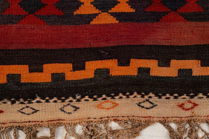 4' 4 x 11' 1 Hand Woven Kilim Fars Wool Runner Rug