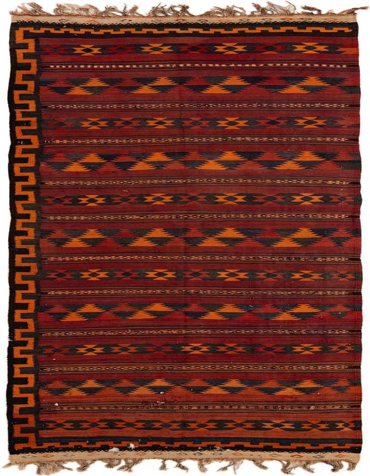 Detail image of 4' 4 x 11' 1 Hand Woven Kilim Fars Wool Runner Rug