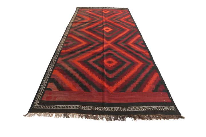 4' 9 x 11' 1 Hand Woven Kilim Fars Wool Runner Rug