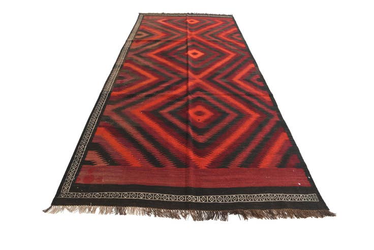 Detail image of 4' 9 x 11' 1 Hand Woven Kilim Fars Wool Runner Rug